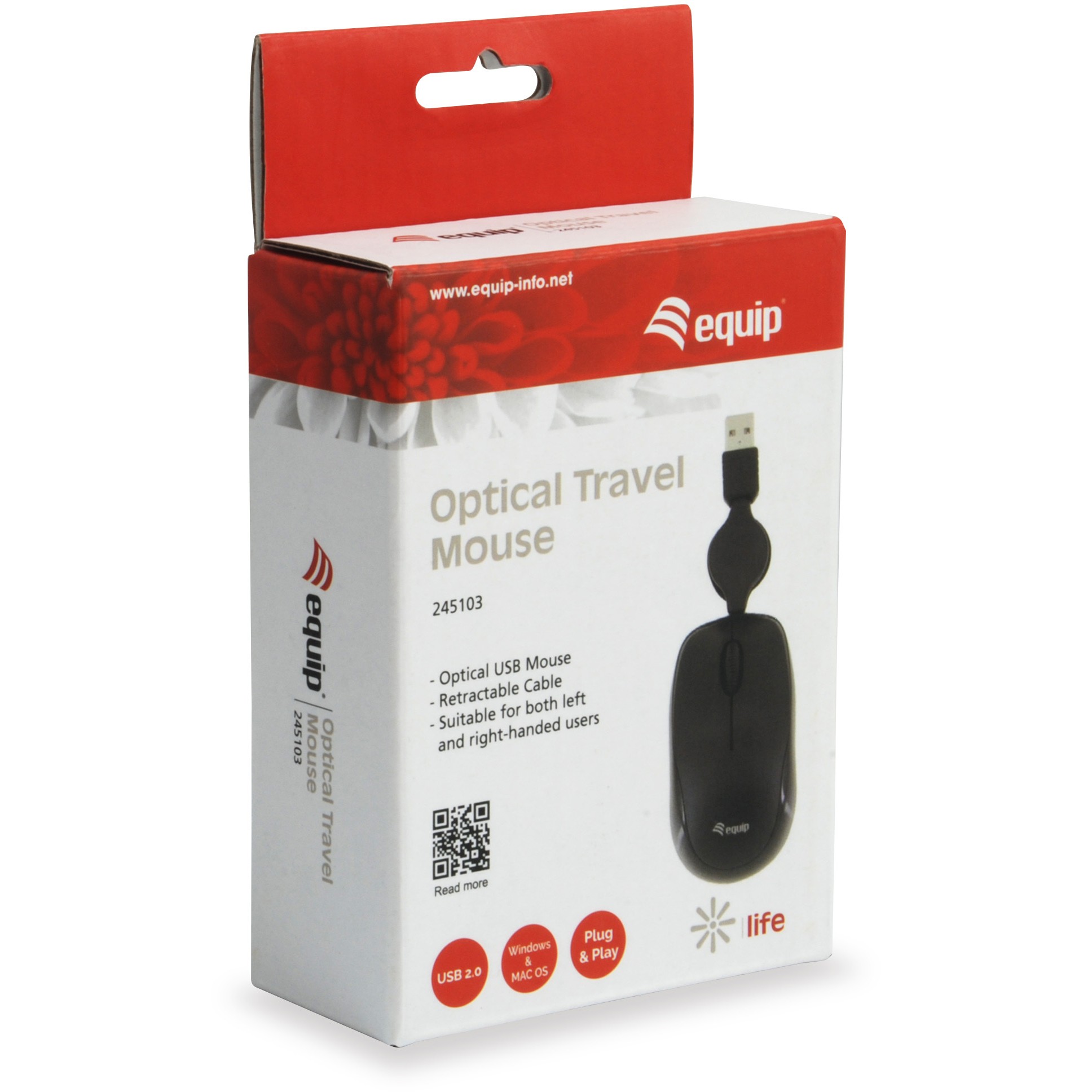 Maus me Kabllo Equip Optical / Travel - Zezë - Figura 4