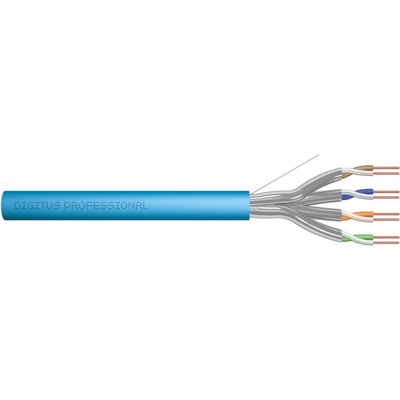 Kabllo për Rrjet / DIGITUS Cat6A Installation Cable / U/FTP / Twisted Pair / 100m / LSZH – Blu