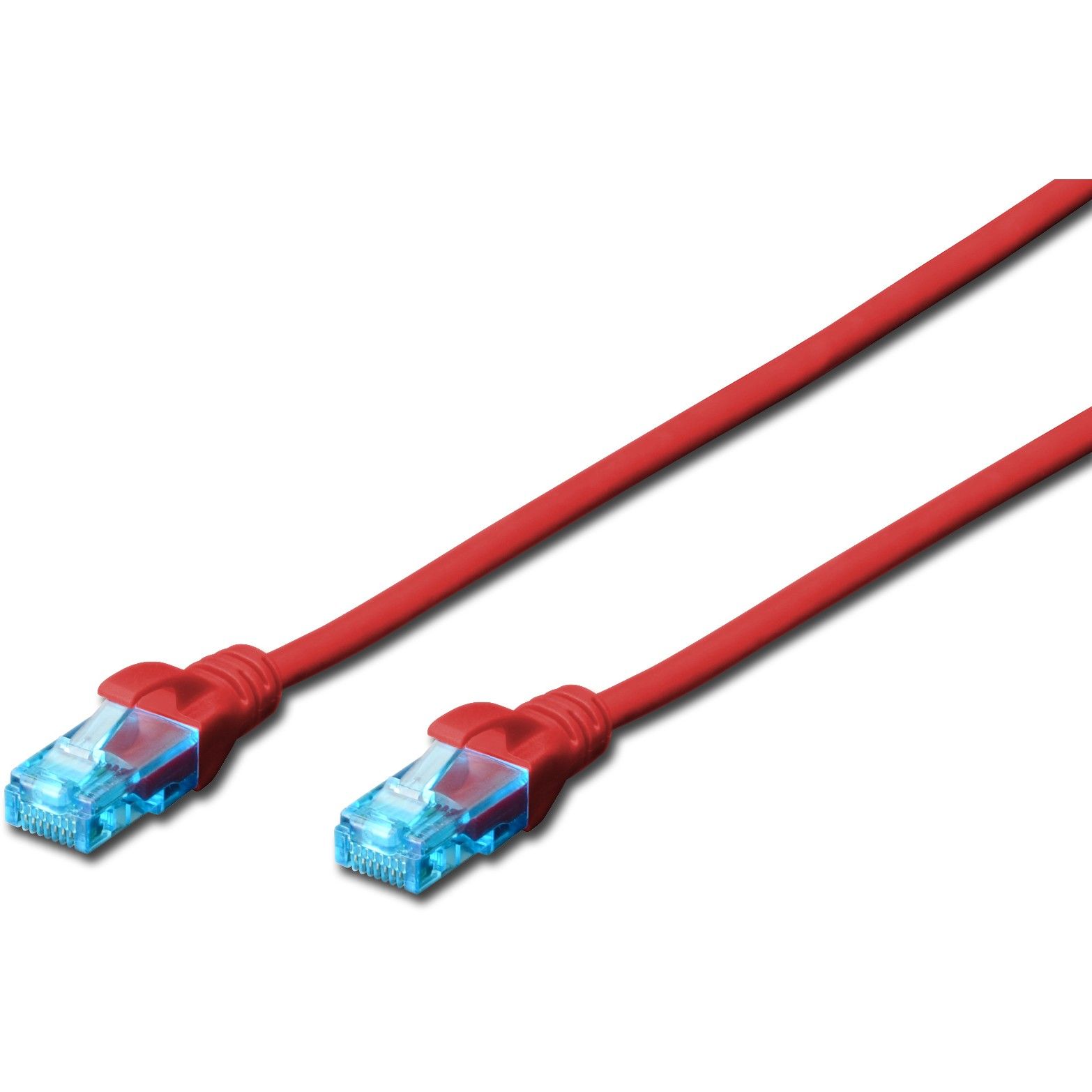 Kabllo për Rrjet DIGITUS Patch Cable Cat5e U/UTP / 2xRJ45 / 0.50m / CCA / Latch / Polybag - Kuqe