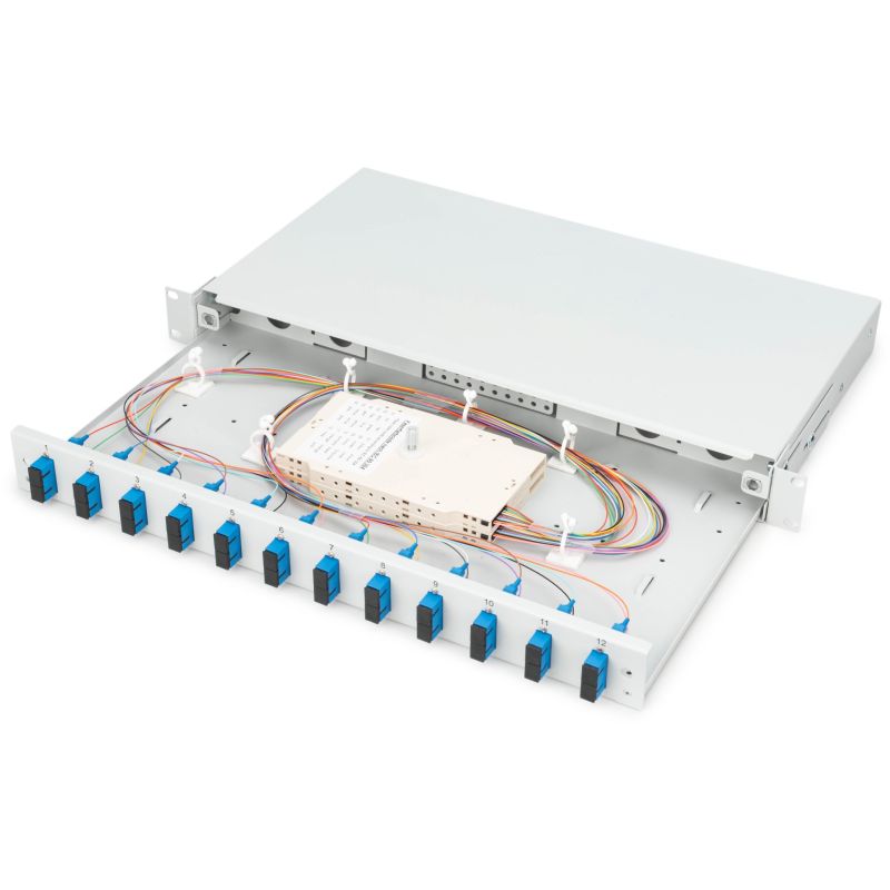 Aksesorë për Rrjet DIGITUS LWL Splice Box 1U Equipped 12x SC Duplex OS2 - Hiri - Figura 2