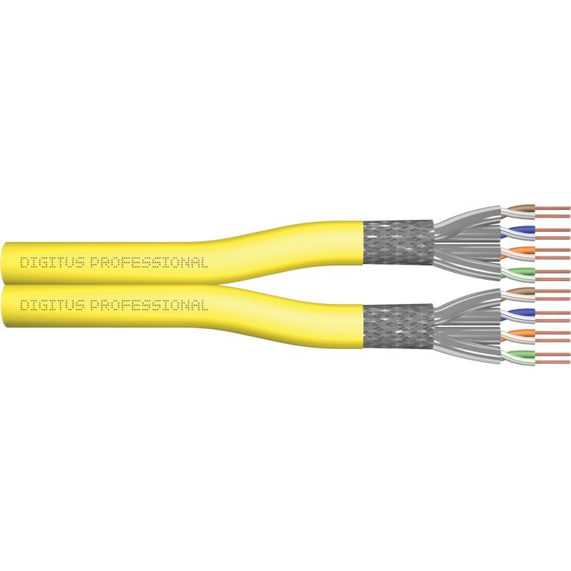 Kabllo për Rrjet DIGITUS CAT.7A S/FTP Installation Cable / twisted pair / 500m / AWG 22/1 - Verdhë