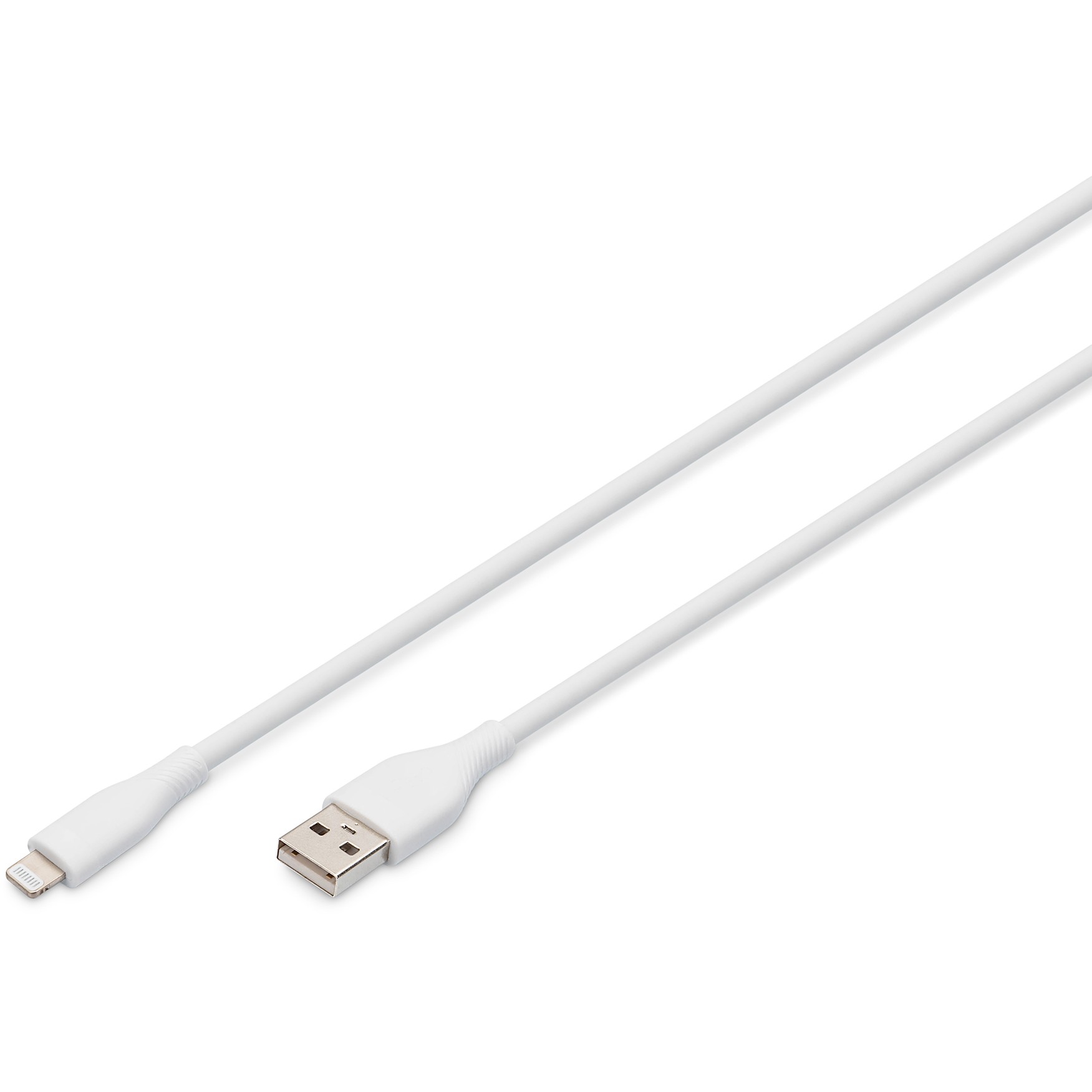 Kabllo USB DIGITUS USB 2.0 Cable Type A–Lightning Silicone 1.0m MFI - Bardhë