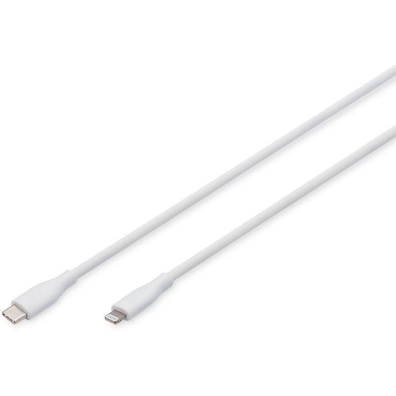 Kabllo USB DIGITUS USB 2.0 Type‑C → Lightning Silicone / 0.5 m – Bardhë
