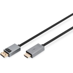 Kabllo DisplayPort DIGITUS Adapter Cable DP to HDMI Type A 4K 1.8m – Alumin