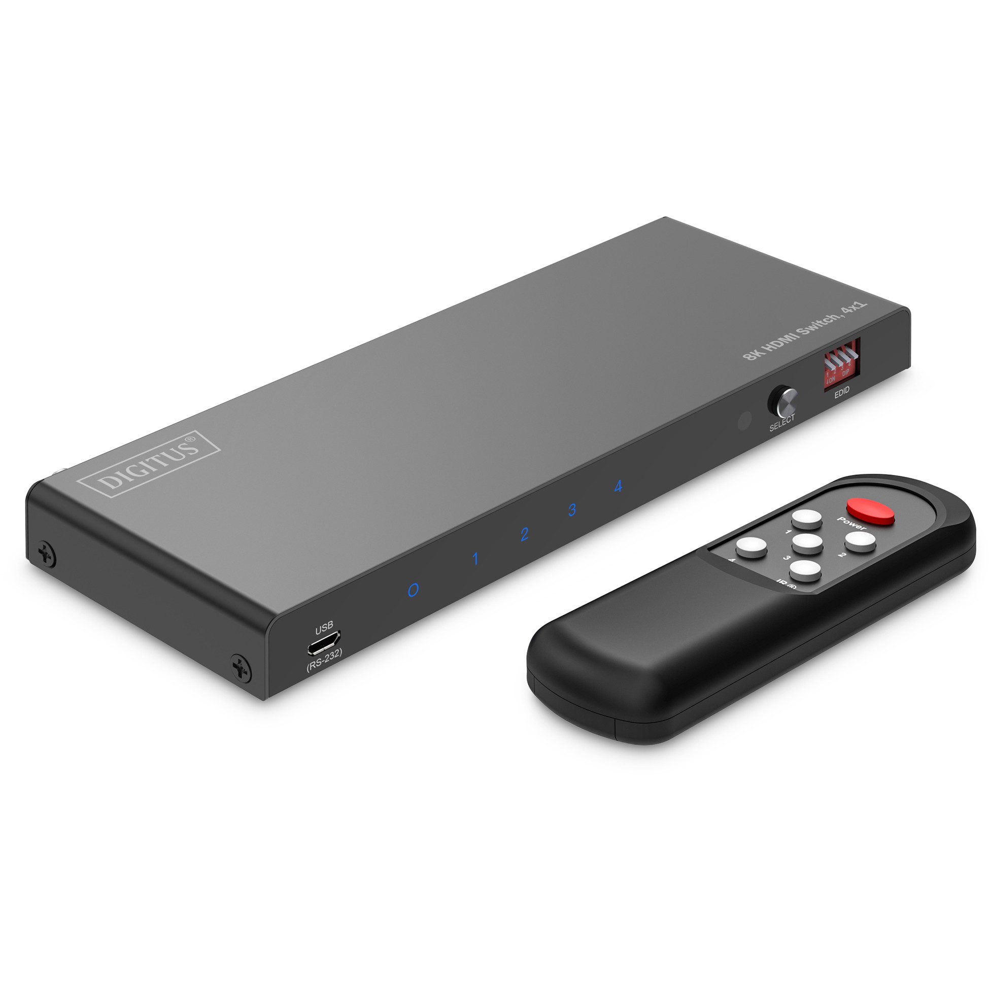 Kabllo HDMI DIGITUS Switch 4x1 8K/60Hz / me Audio Extractor dhe EDID Control