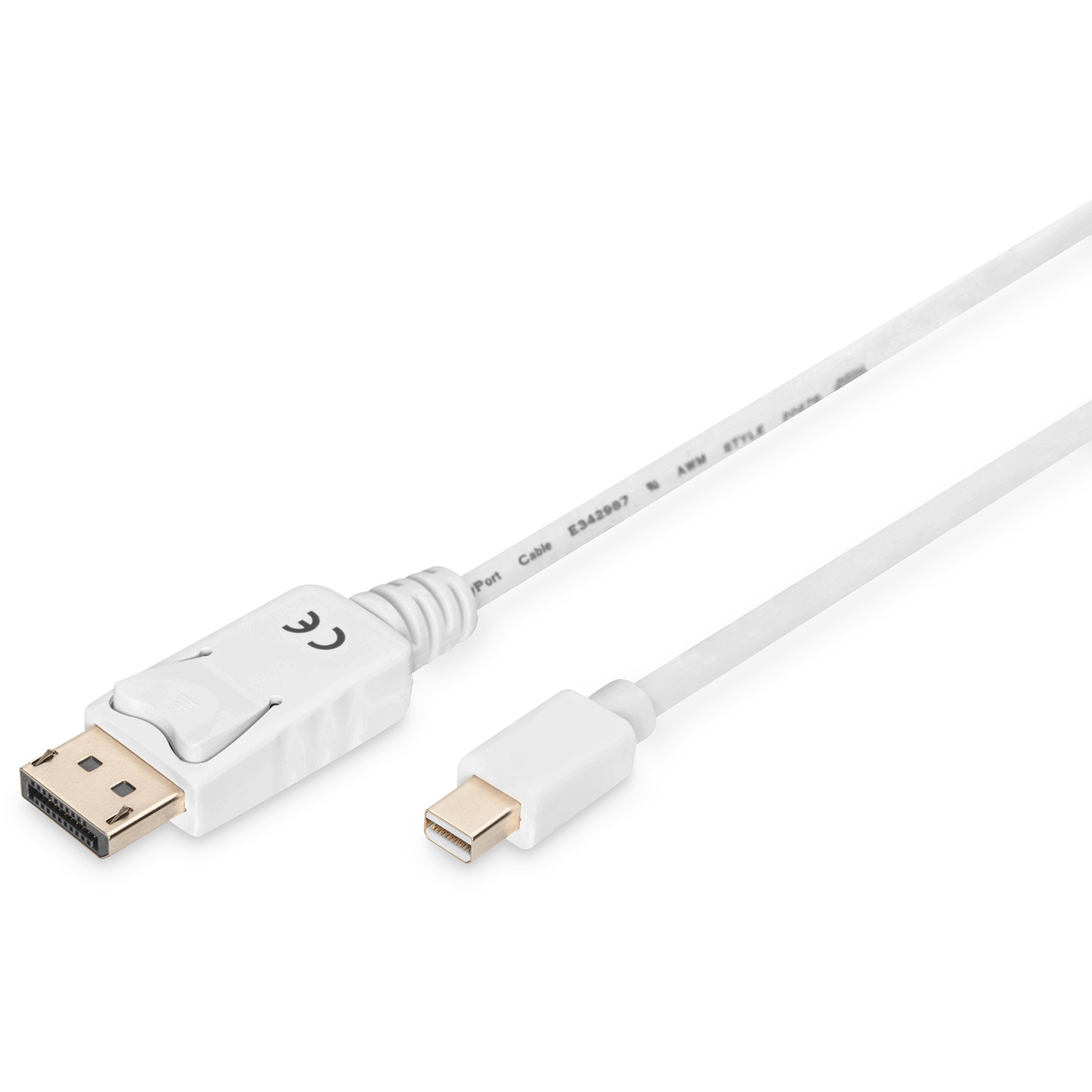 Kabllo DisplayPort DIGITUS Mini to DisplayPort Cable Male/Male 2m DP 1.1a / Polybag – Bardhë