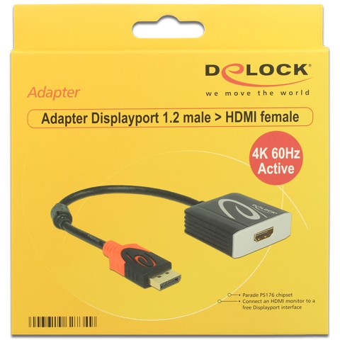 Adapter DisplayPort DELOCK 1.2 / HDMI 2.0 / Aktiv / 4K60Hz / M-F – Zezë - Figura 2