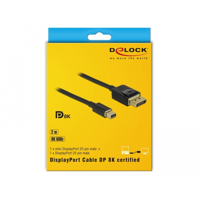 Kabllo Mini DisplayPort DELOCK 1.4 / Pasiv / 8K60Hz / 2 m – Zezë - Figura 3