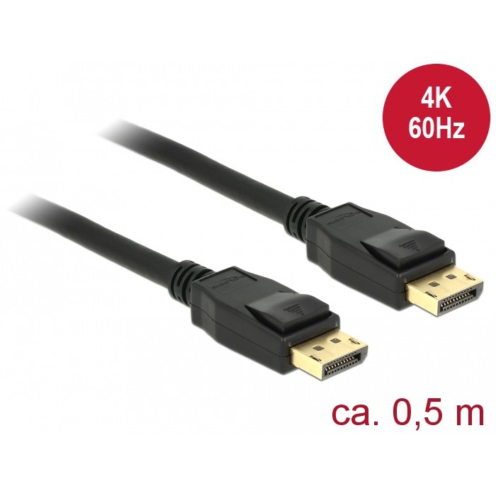 Kabllo DisplayPort DELOCK 1.2 M/M / 4K60Hz / 0.5 m – Zezë - Figura 2