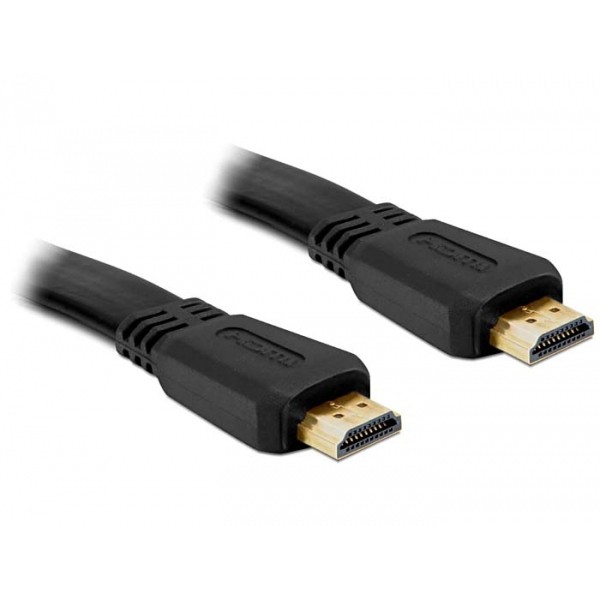 Kabllo HDMI DELOCK / HDMI-A Plug → HDMI-A Plug / Flat / 2m - Zezë