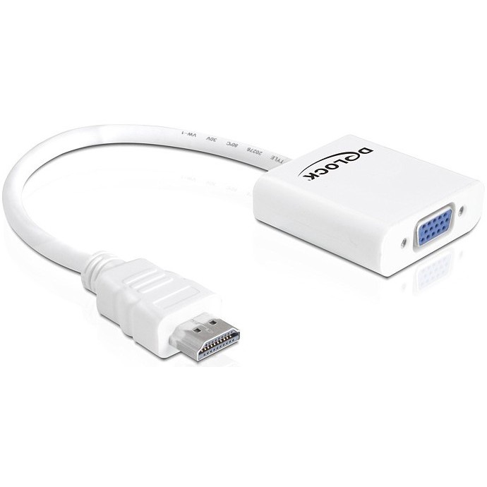 Kabllo Adapter DELOCK / HDMI-A Plug → VGA Socket - Bardhë