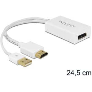 Kabllo Adapter DELOCK / HDMI-A Plug → DisplayPort Socket - Bardhë