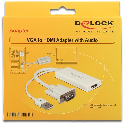 Adapter DELOCK / VGA + Audio → HDMI / me Kabllo - Bardhë - Figura 2