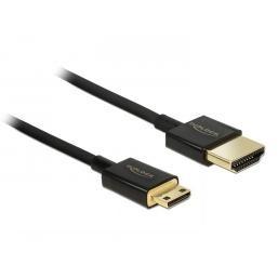 Kabllo HDMI DELOCK / HDMI-A Plug → HDMI Mini-C Plug / High Speed with Ethernet / 3D / 4K / 2.0m / Slim Premium - Zezë