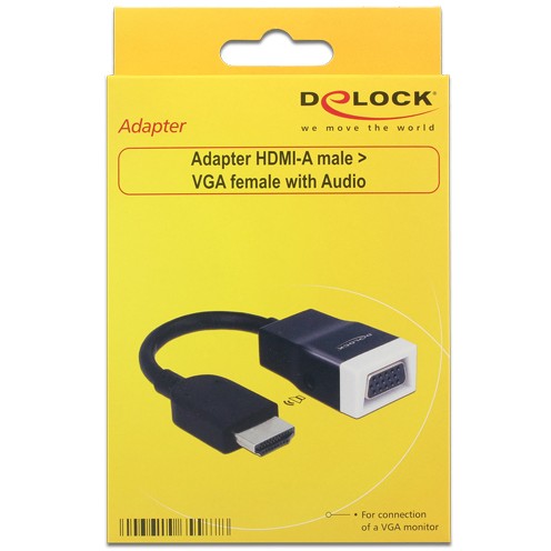Kabllo Adapter DELOCK / HDMI-A → VGA / Me Audio / Screwless - Zezë - Figura 2