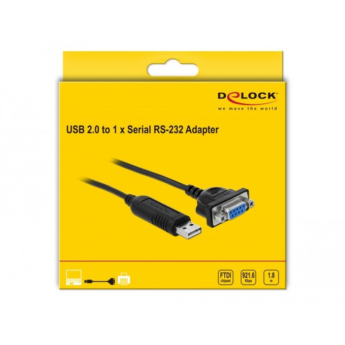 Adapter DELOCK USB 2.0 → Serial RS‑232 / Me mbështjellës konektori - Figura 2