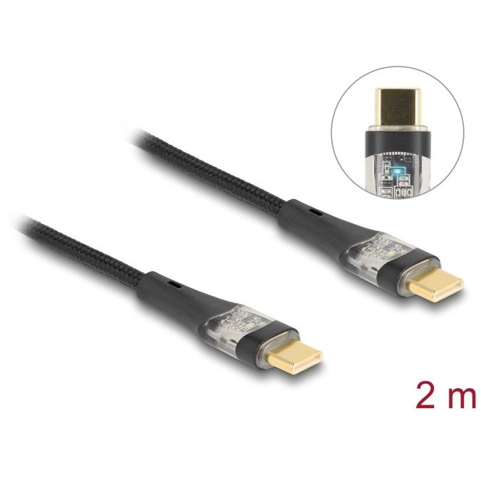 Kabllo USB DELOCK 2.0 Type-C to Type-C Transparent PD 3.0 100W 2m