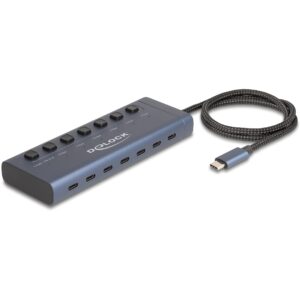 HUB DELOCK USB 3.1 / 7 Porta Type‑C (6x Data, 1x Data + PD 20W) - Blu