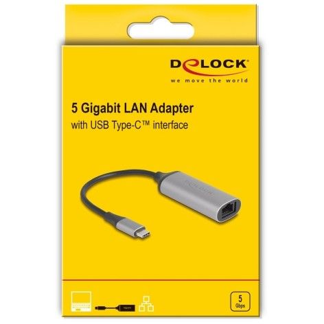 Adapter DELOCK USB‑C → RJ45 / 5 Gigabit LAN / Gri - Figura 2