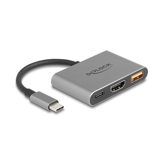 Adapter DELOCK USB-C with HDMI 4K + USB-A + USB-C PD / 90 W - Gri