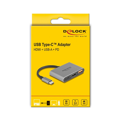 Adapter DELOCK USB-C with HDMI 4K + USB-A + USB-C PD / 90 W - Gri - Figura 3