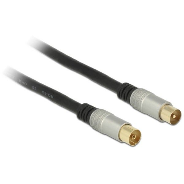 DELOCK IEC Antenna Cable Plug to Socket RG-6/U Quad Shield 2.00m Premium TV Cable