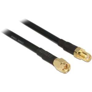 DELOCK SMA Plug to SMA Socket Antenna Cable 15m CFD200 Low Loss – RF WiFi LTE Extension Cable
