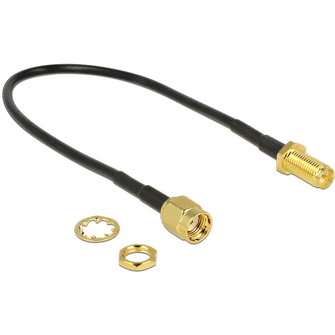 Kabllo për Rrjet DELOCK HF RP‑SMA Plug > RP‑SMA Jack / Panel Mount / 200mm - Figura 2