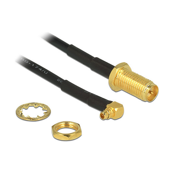DELOCK RP-SMA Female to MMCX 90° Male RF Cable 320mm – WiFi LTE Antenna Adapter