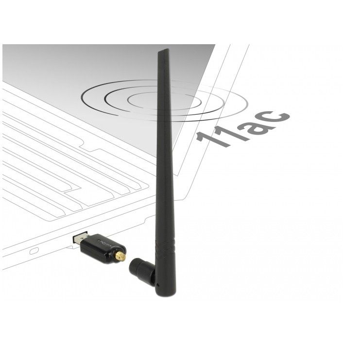 WiFi USB DELOCK USB 3.0 Dualband WLAN Stick ac/a/b/g/n / 867 + 300 Mbps / External Antenna - Zezë - Figura 2