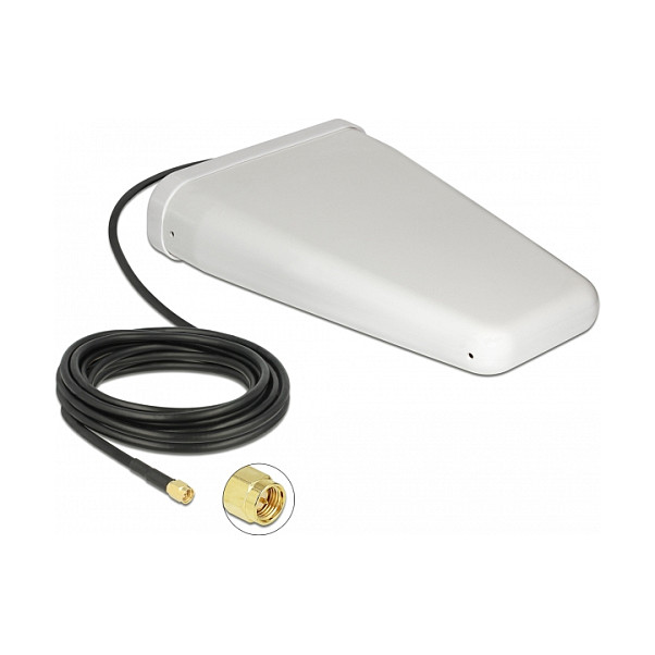 Antena për rrjet DELOCK SMA Male 7–9 dBi / Directional / RG-58 Cable 5 m / Outdoor – Bardhë