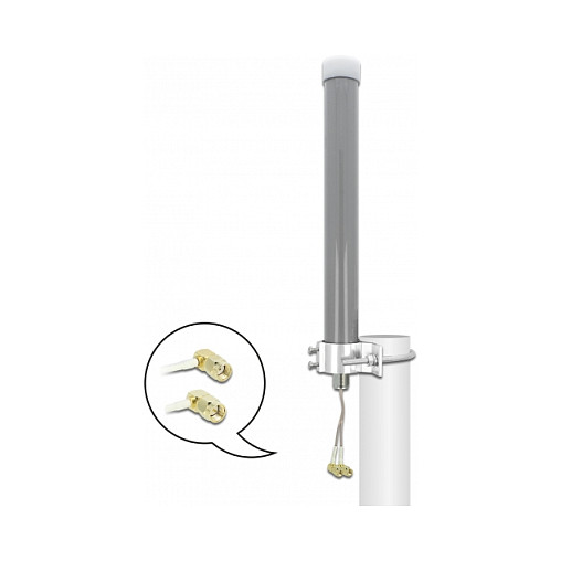 Antenë për rrjet DELOCK Multiband SMA Male - RP-SMA Male 2-3dBi / 2x20cm RG-178 / Outdoor – Gri