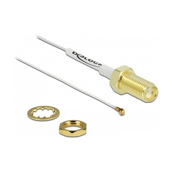 DELOCK SMA Female to MHF4 0.81 RF Cable 20cm White – Internal WiFi LTE Antenna Adapter