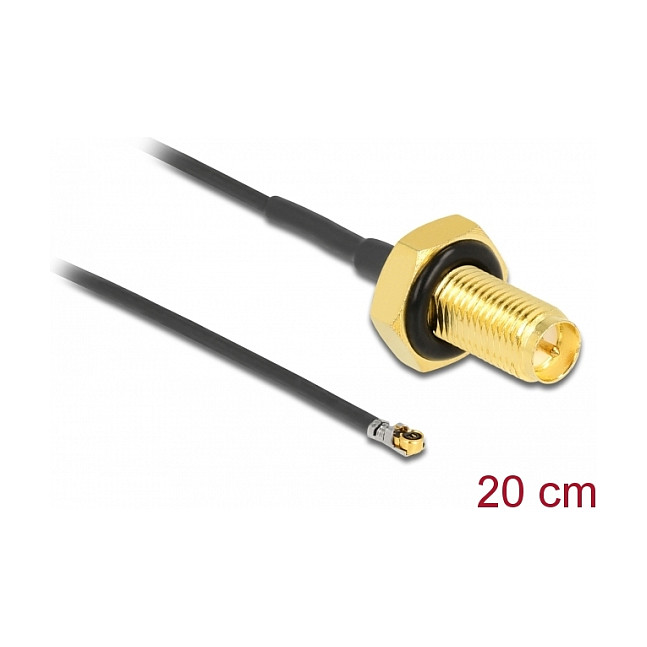 DELOCK RP-SMA Female to MHF4L LK Male 1.37 RF Cable 20cm – Internal WiFi Antenna Adapter - Figura 2