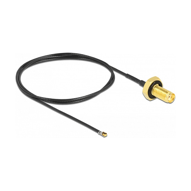 DELOCK SMA Female to MHF4L LK Male 1.37 RF Cable 50cm – Internal WiFi LTE Antenna Adapter