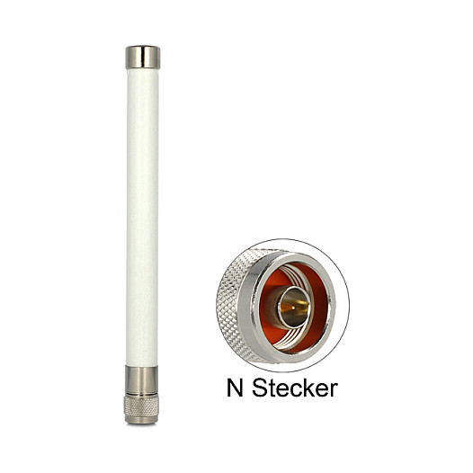 Antena për rrjet DELOCK WLAN 802.11 ac/a/b/g/n / N Male / Omnidirectional / 22 cm / Outdoor – Bardhë