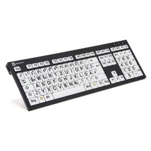 Tastierë me kabllo LogicKeyboard XL-Print / QWERTZ - Zezë / Bardhë