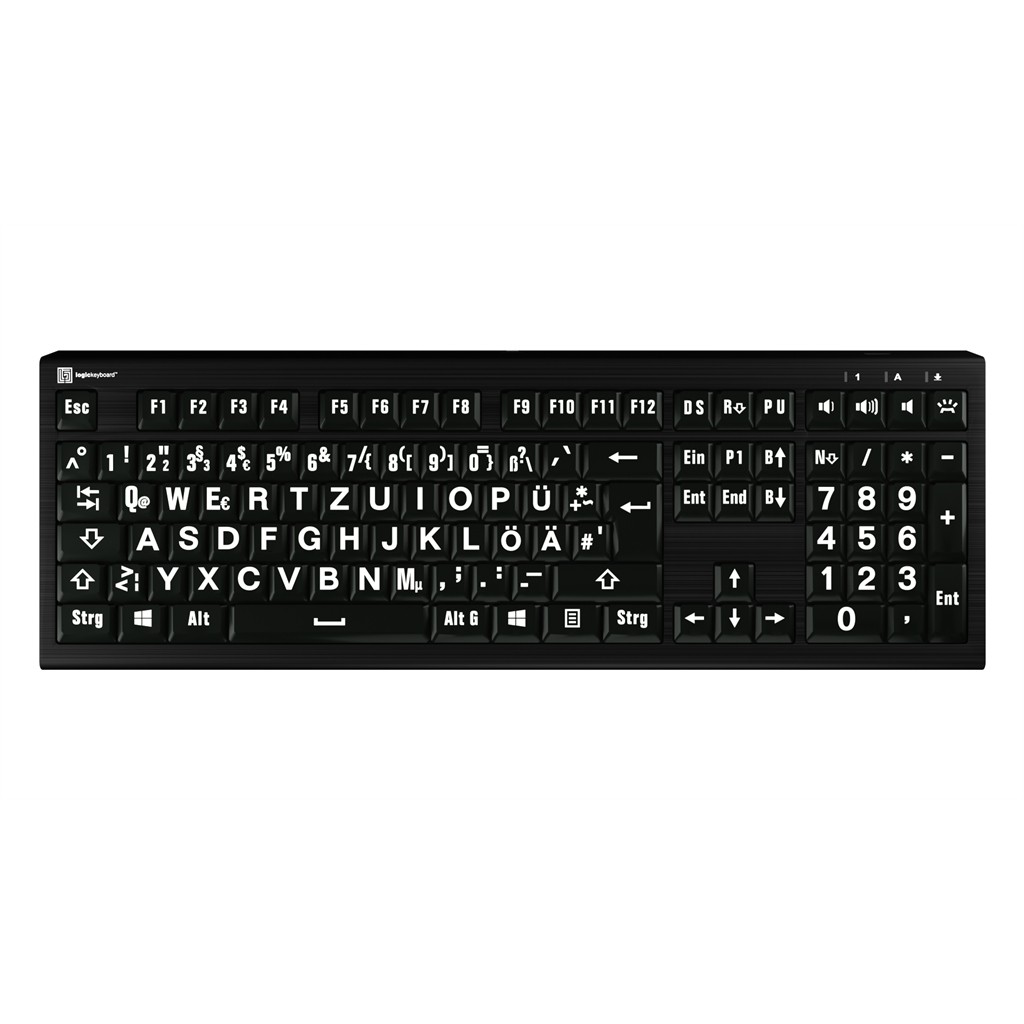 Tastierë me Kabllo LogicKeyboard XL-Print Astra 2 / German Layout - Zezë