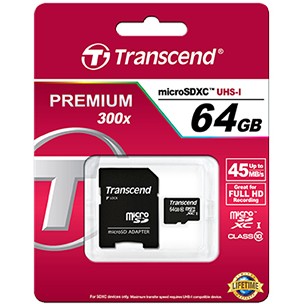 Kartë memorie SD CARD microSD 64GB Transcend SDXC Class10 w/adapter