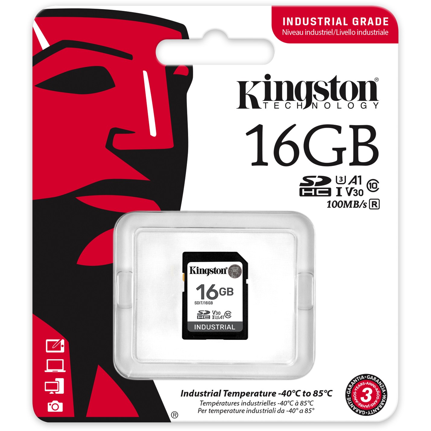 Kartë memorie SD CARD 16GB Kingston HC Industrial -40C to 85C - Figura 3