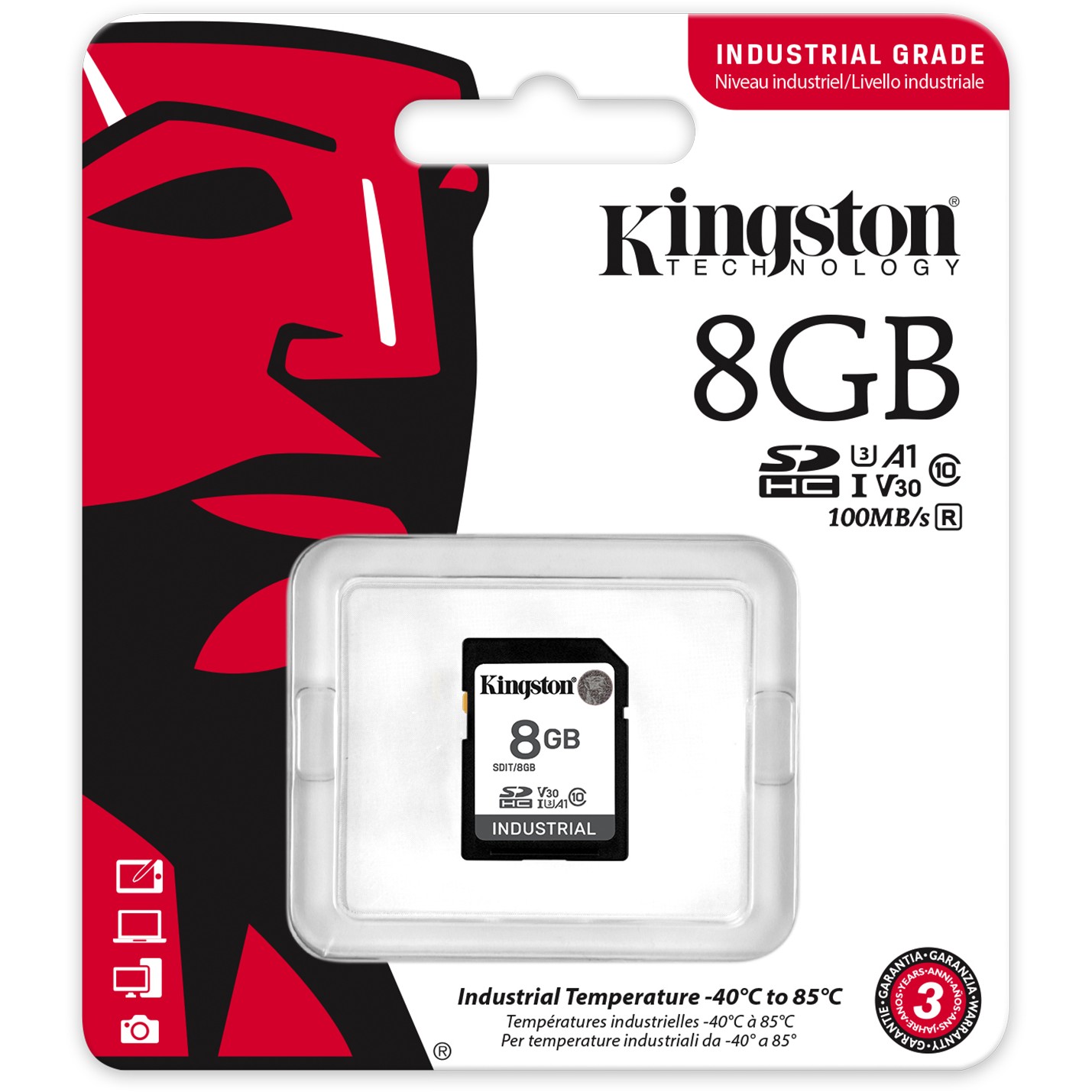 Kartë memorie SD CARD 8GB Kingston HC Industrial -40C to 85C - Figura 3