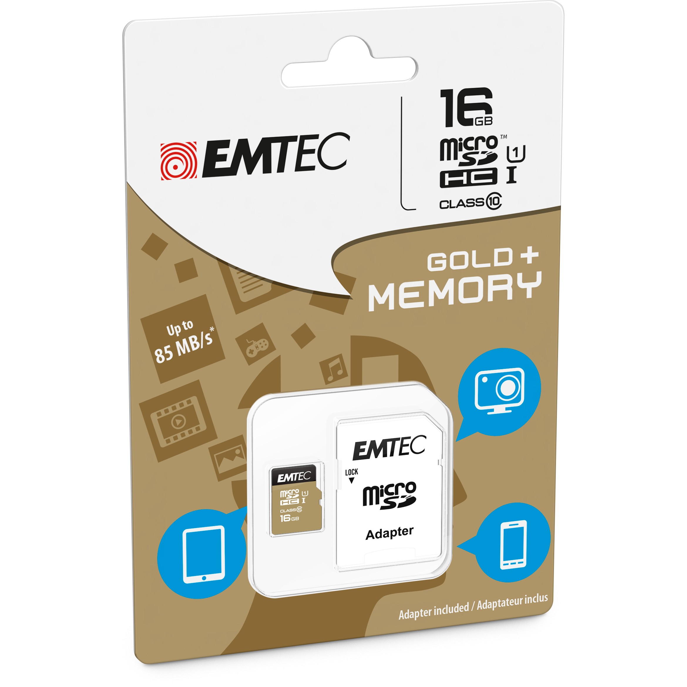 Kartë Memorie SD CARD Emtec m16GB UHS-I U1 EliteGold + Adapter - Figura 2
