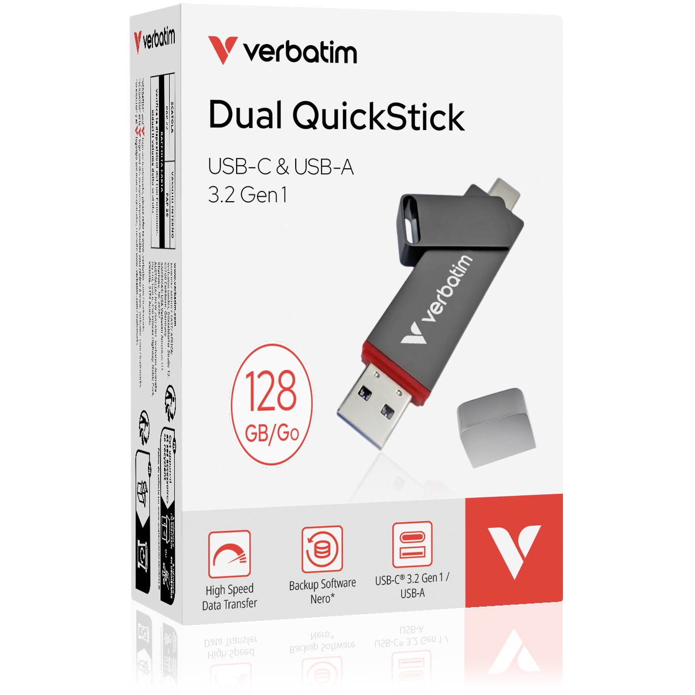 USB Flash Drive STICK Verbatim Dual QuickStick 128GB USB-A/C 3.2 Gen1 - e zezë - Figura 2