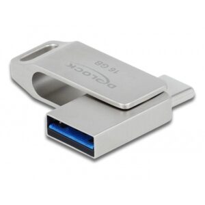 USB Flash Drive STICK DELOCK USB 3.2 Gen 1 USB-C + Typ-A 16GB - Silver