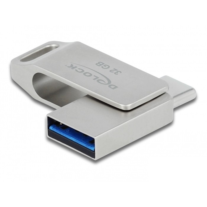 USB Flash Drive STICK DELOCK USB 3.2 Gen 1 USB-C + Typ-A 32GB - Silver