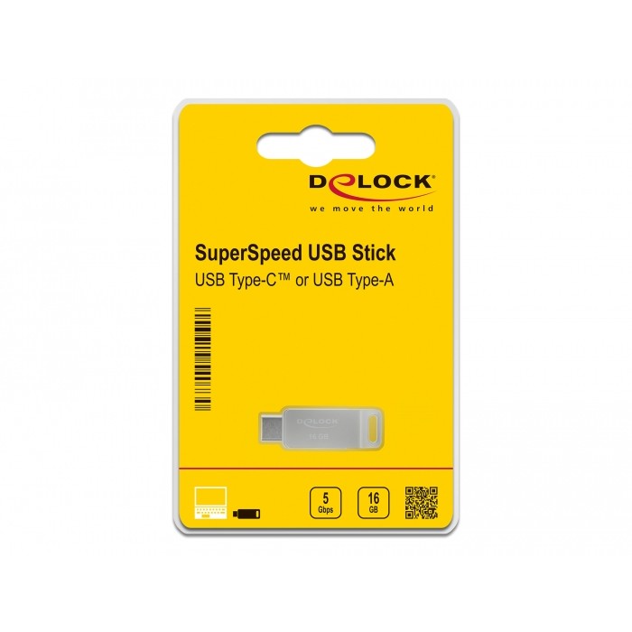 USB Flash Drive STICK DELOCK USB 3.2 Gen 1 USB-C + Typ-A 32GB - Silver - Figura 4