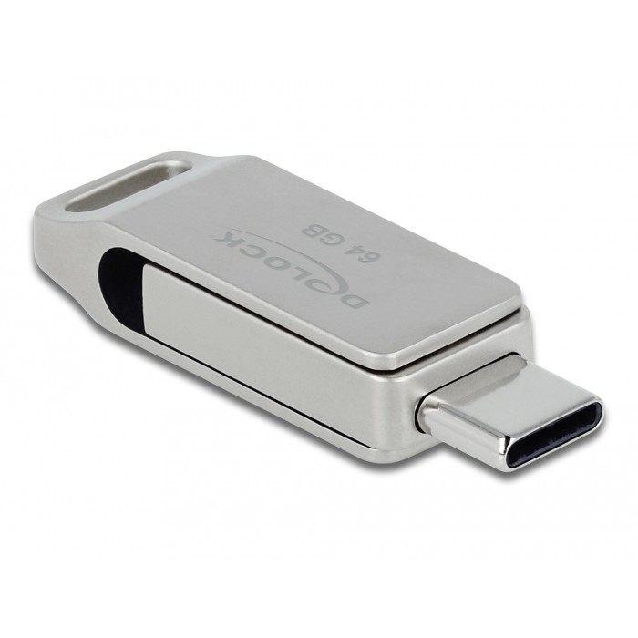 USB Flash Drive STICK DELOCK USB 3.2 Gen 1 USB-C + Typ-A 64GB - Silver - Figura 2