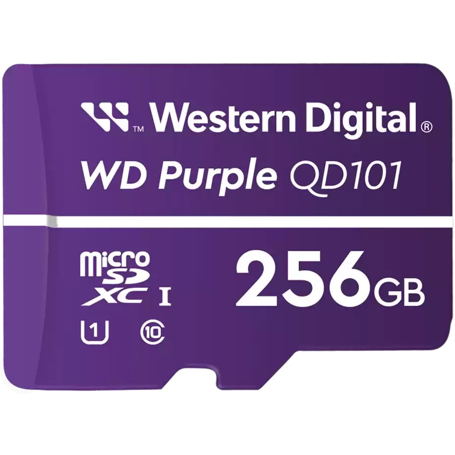 Kartë Memorie SD CARD WD Purple 256GB Surveillance microSD XC Class - 10 UHS 1