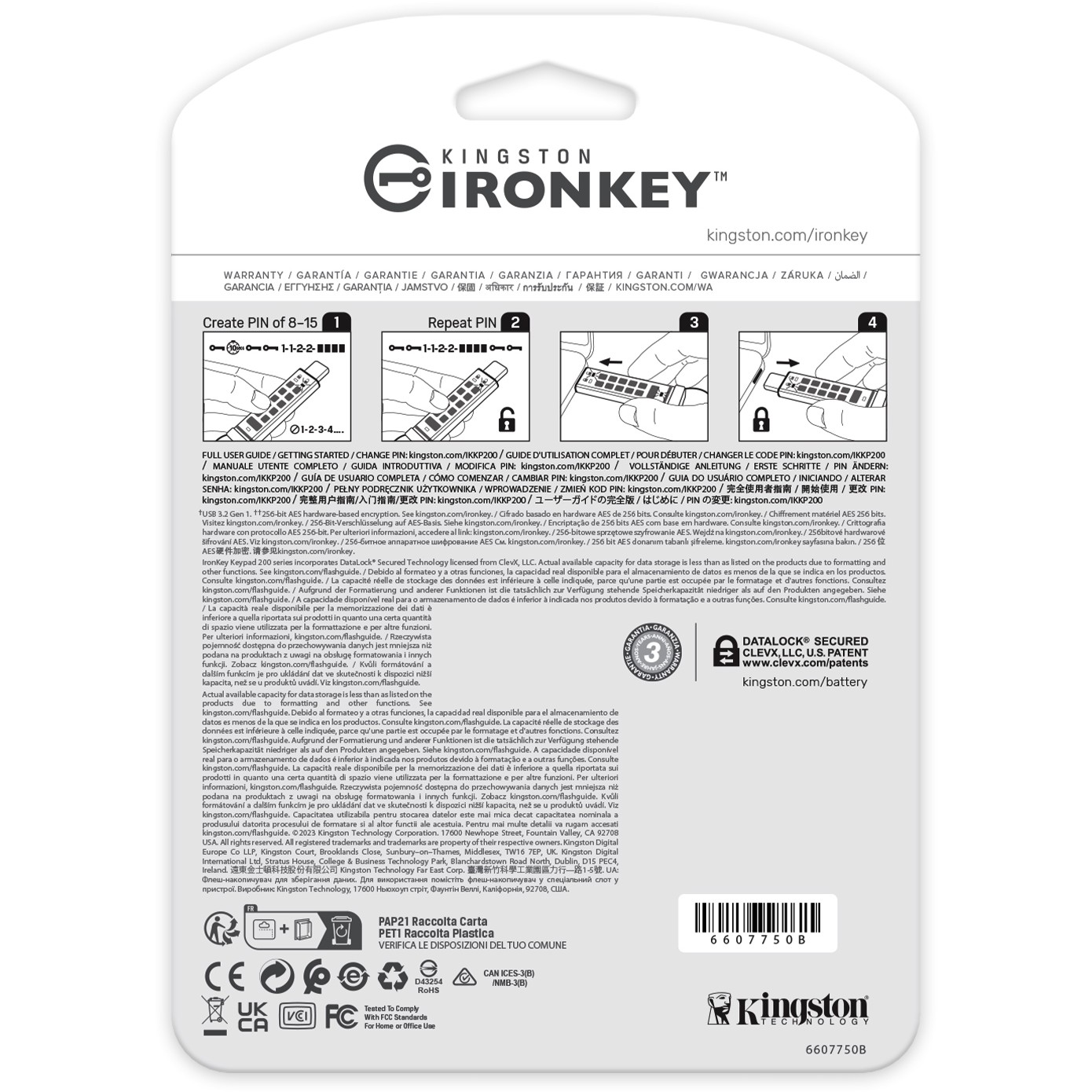 USB Flash Drive STICK 16GB Kingston IronKey Keypad 200C AES-256 USB-C - Blu - Figura 4