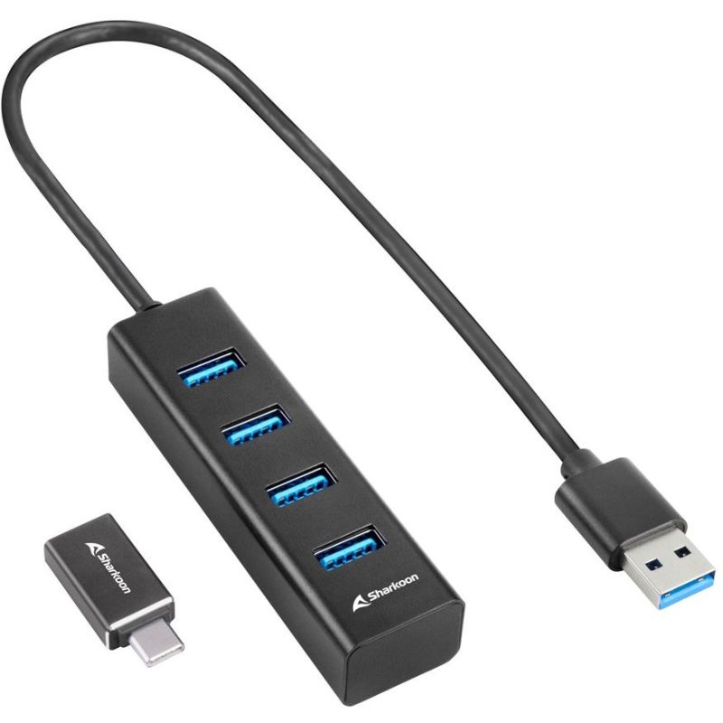 Adapter USB Sharkoon 4-Port 3.2 Gen 1 Aluminium Hub - Zezë